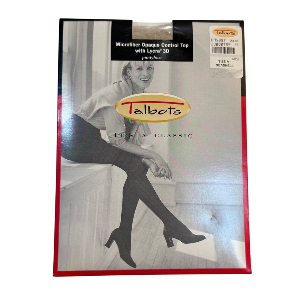 Talbots Microfiber Opaque Control Top Pantyhose Lycra 3D 60 Denier Sz A Seashell